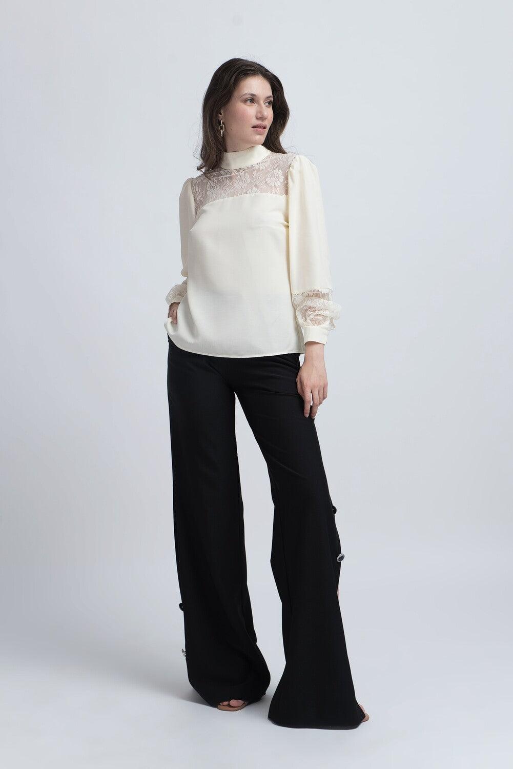 Bluză din Bumbac cu Dantelă